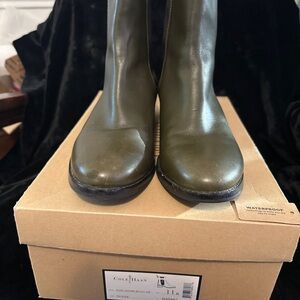 Cole Haan Evan Women's Green Leather Heeled Boots